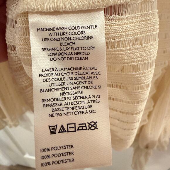 Anthropologie Ivory Sheer Ruffle Peasant Blouse XXL Boho Romantic Cottagecore - Picture 6 of 8